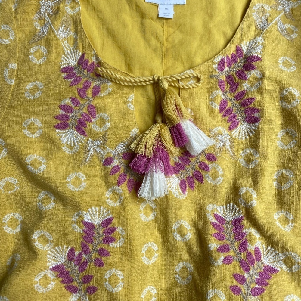 Embroidered Linen Midi Dress Caftan / Resort Wear NWT XS - Picture 8 of 15